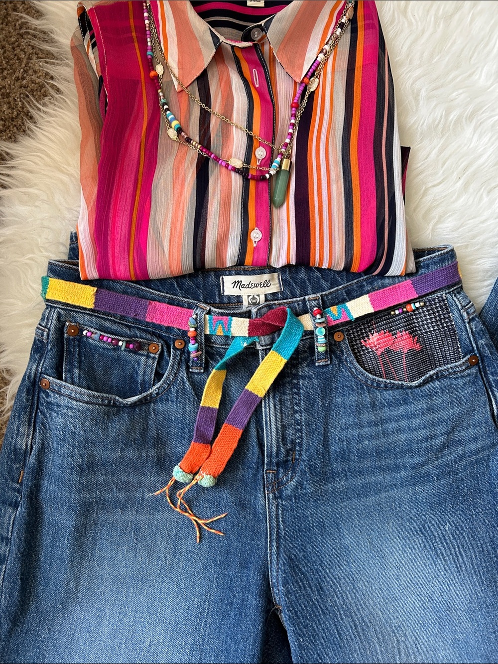 MADEWELL • Boho Embellished Curvy Perfect Vintage JeansBead & Floral Detail - Picture 3 of 16